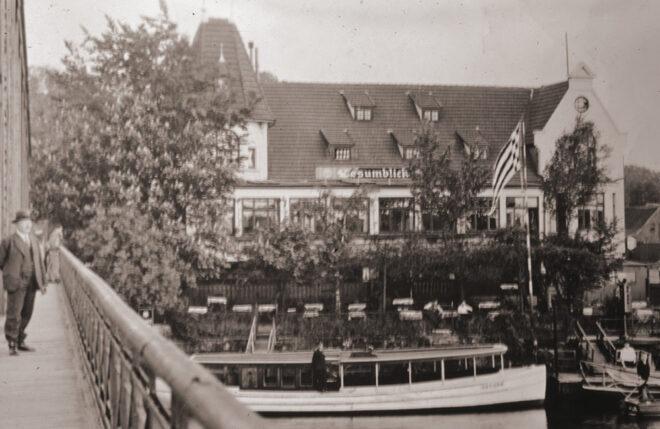 Gaststätte Lesumblick mit Burger Brücke, Burger Heerstr. 50 (Burg); Foto: 1936