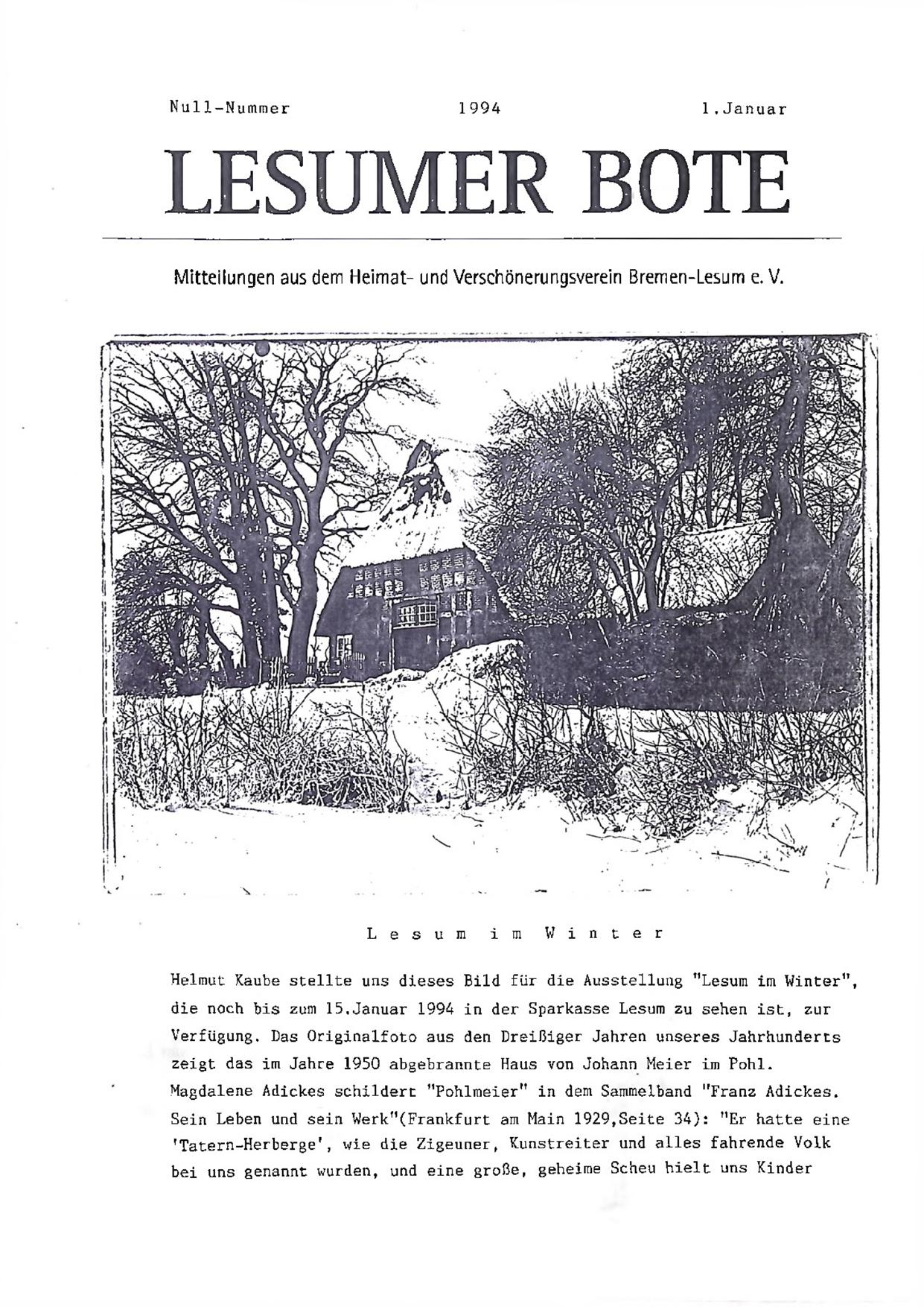 Titelbild Lesumer Bote Null-Nummer