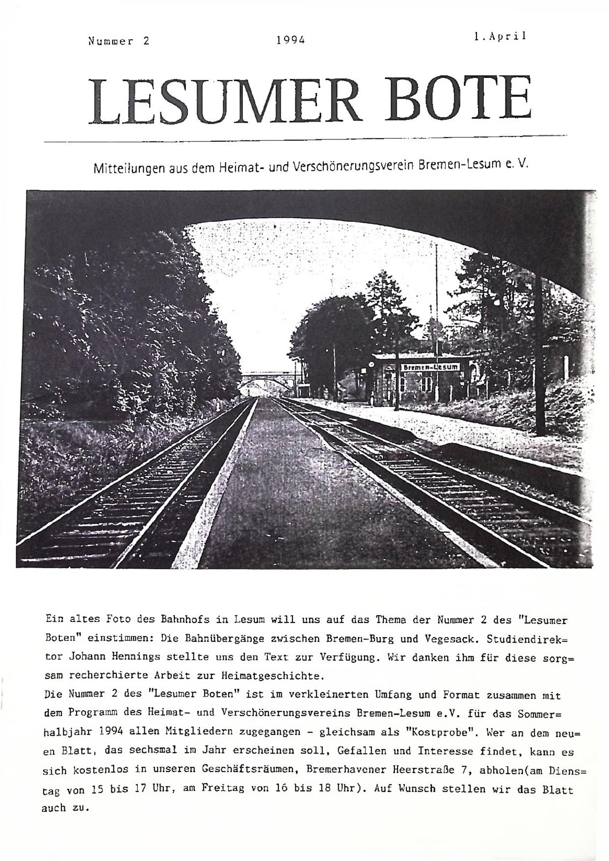 Titelbild Lesumer Bote Nr. 2