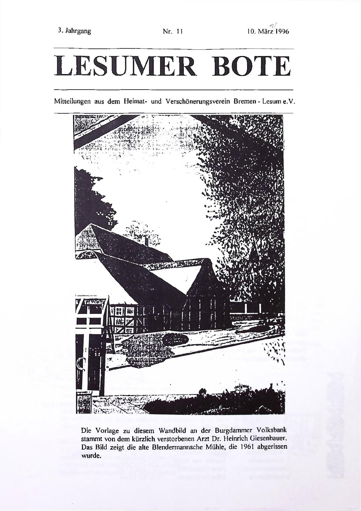 Titelbild Lesumer Bote Nr. 11