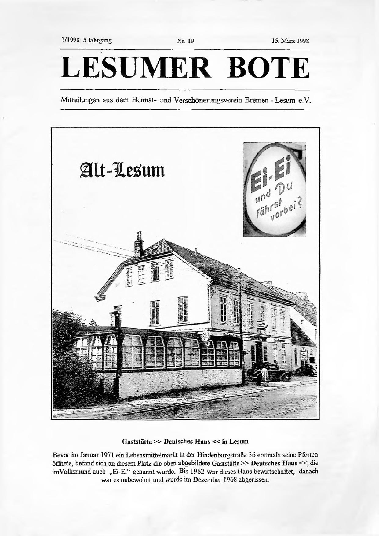 Titelbild Lesumer Bote Nr. 19
