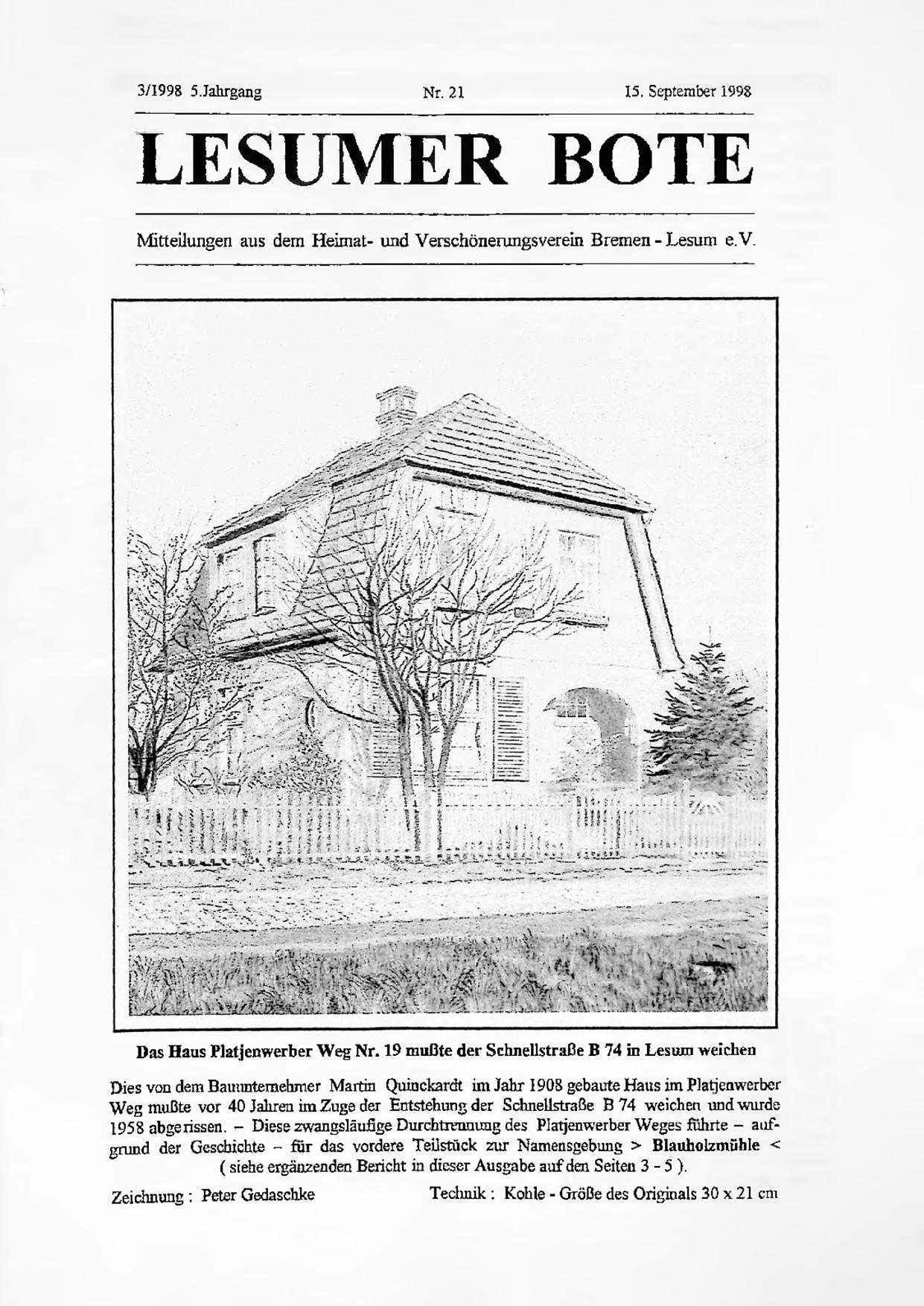 Titelbild Lesumer Bote Nr. 21
