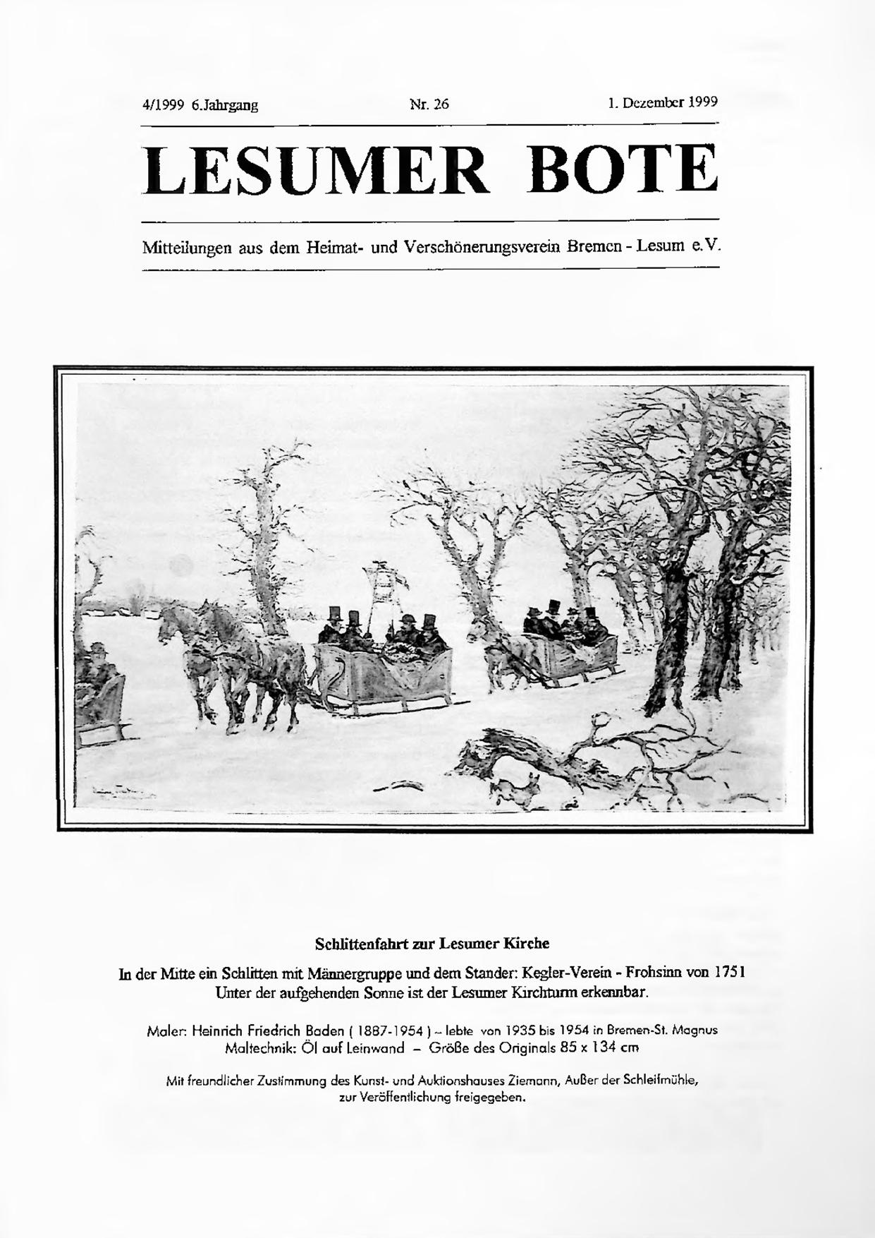 Titelbild Lesumer Bote Nr. 26