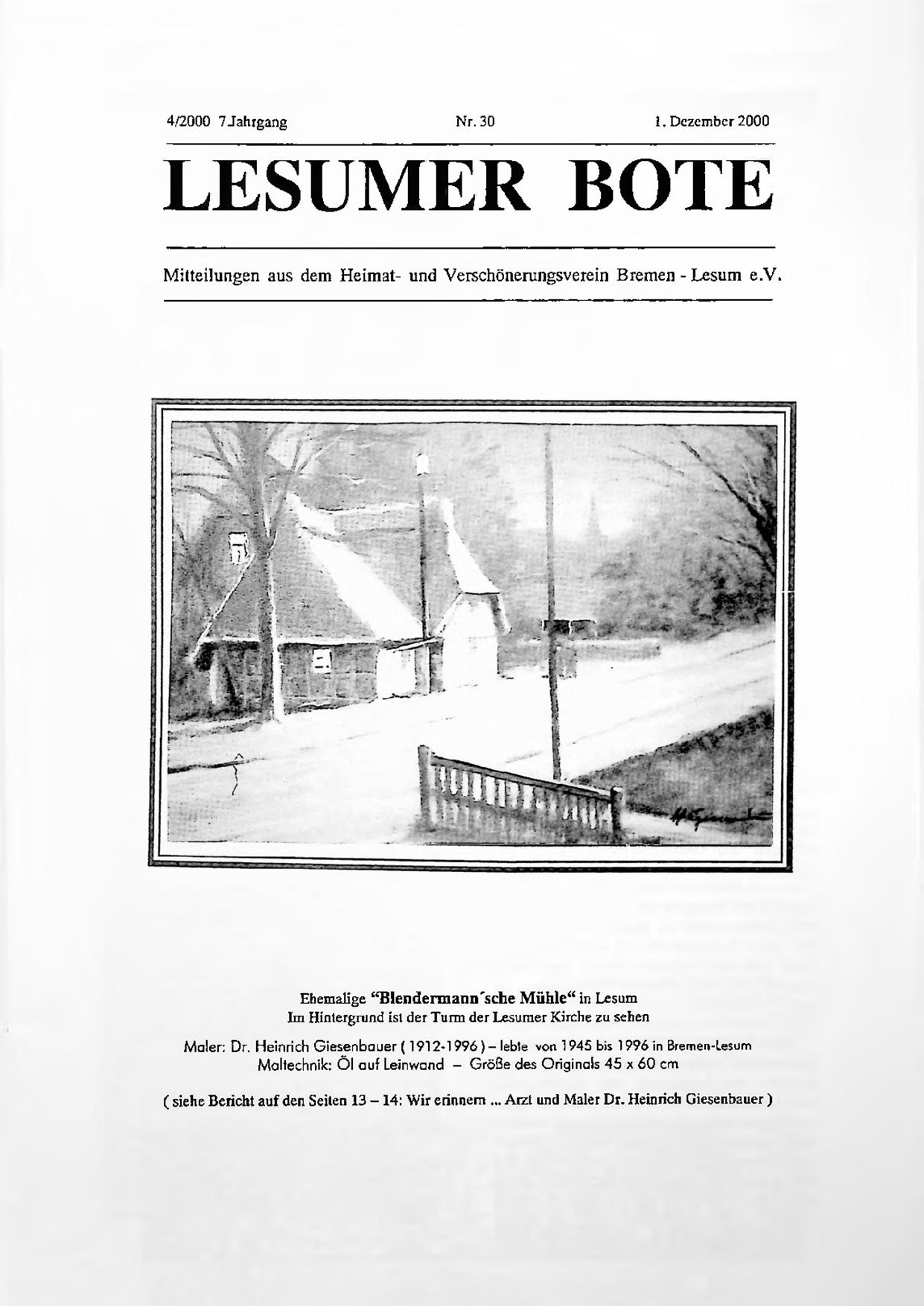 Titelbild Lesumer Bote Nr. 30