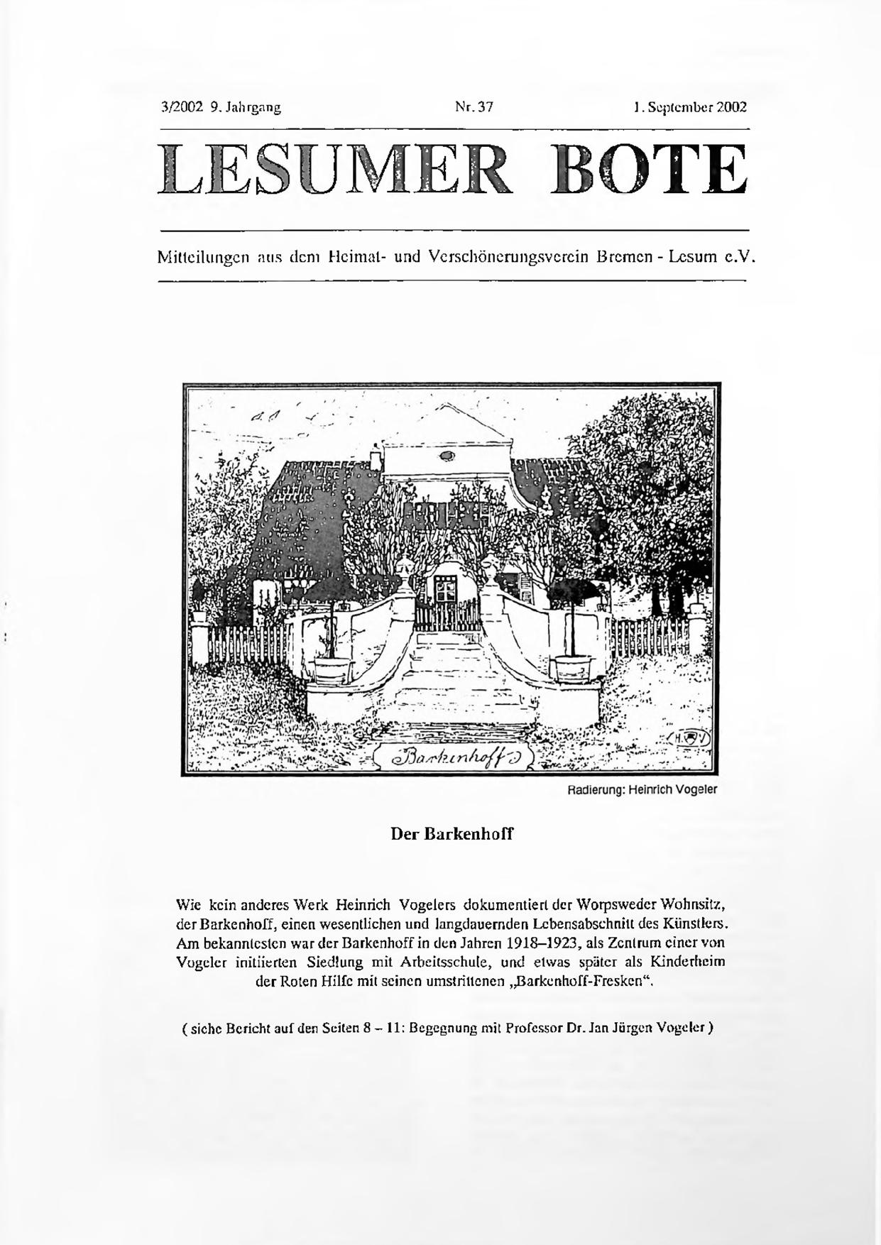 Titelbild Lesumer Bote Nr. 37