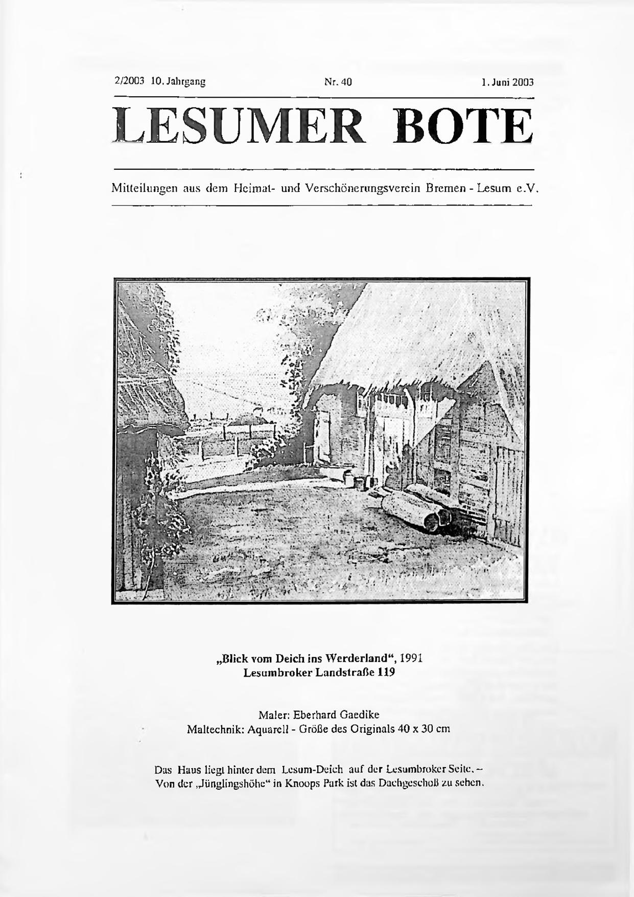 Titelbild Lesumer Bote Nr. 40