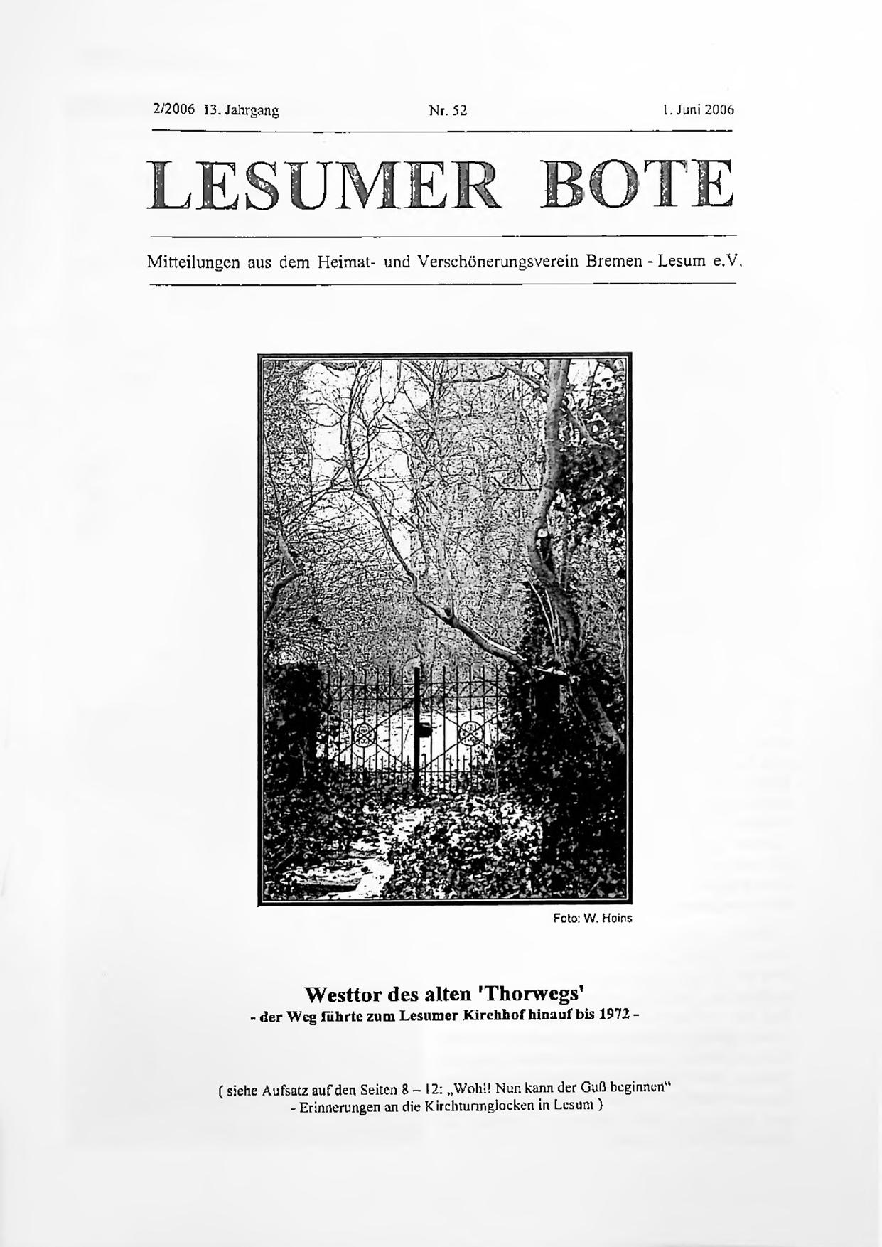 Titelbild Lesumer Bote Nr. 52