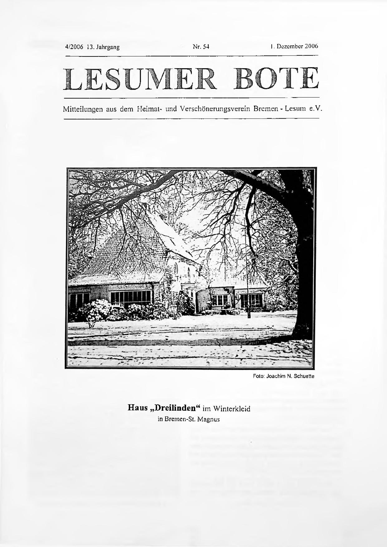 Titelbild Lesumer Bote Nr. 54