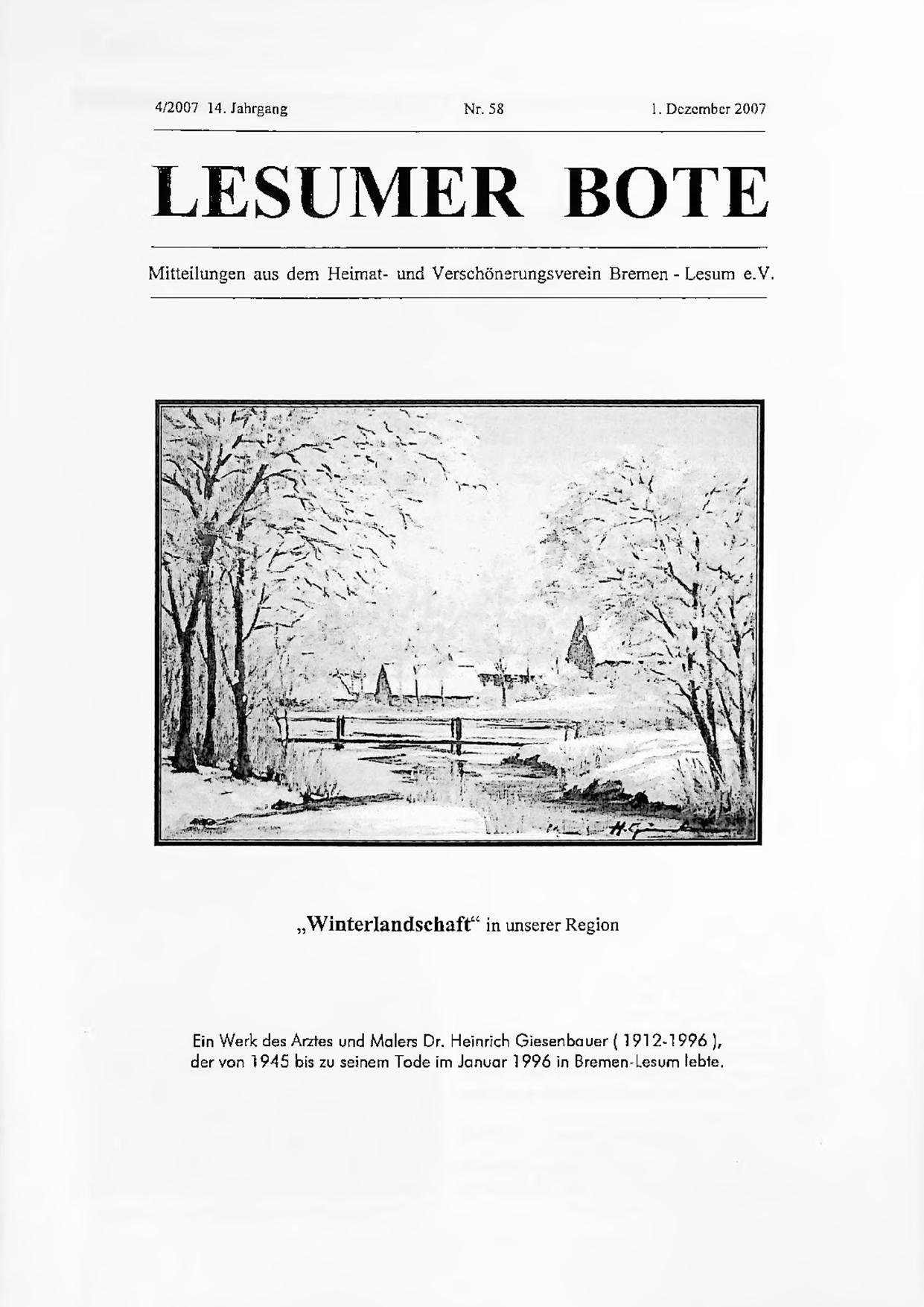 Titelbild Lesumer Bote Nr. 58