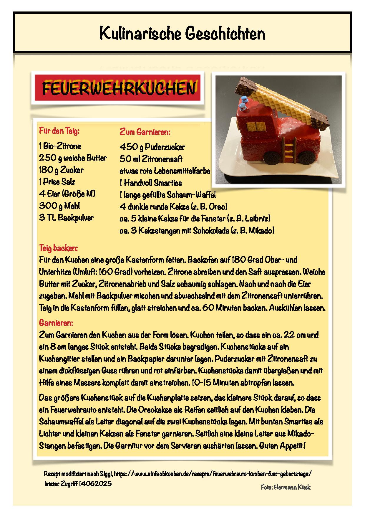 Rezept Feuerwehrkuchen