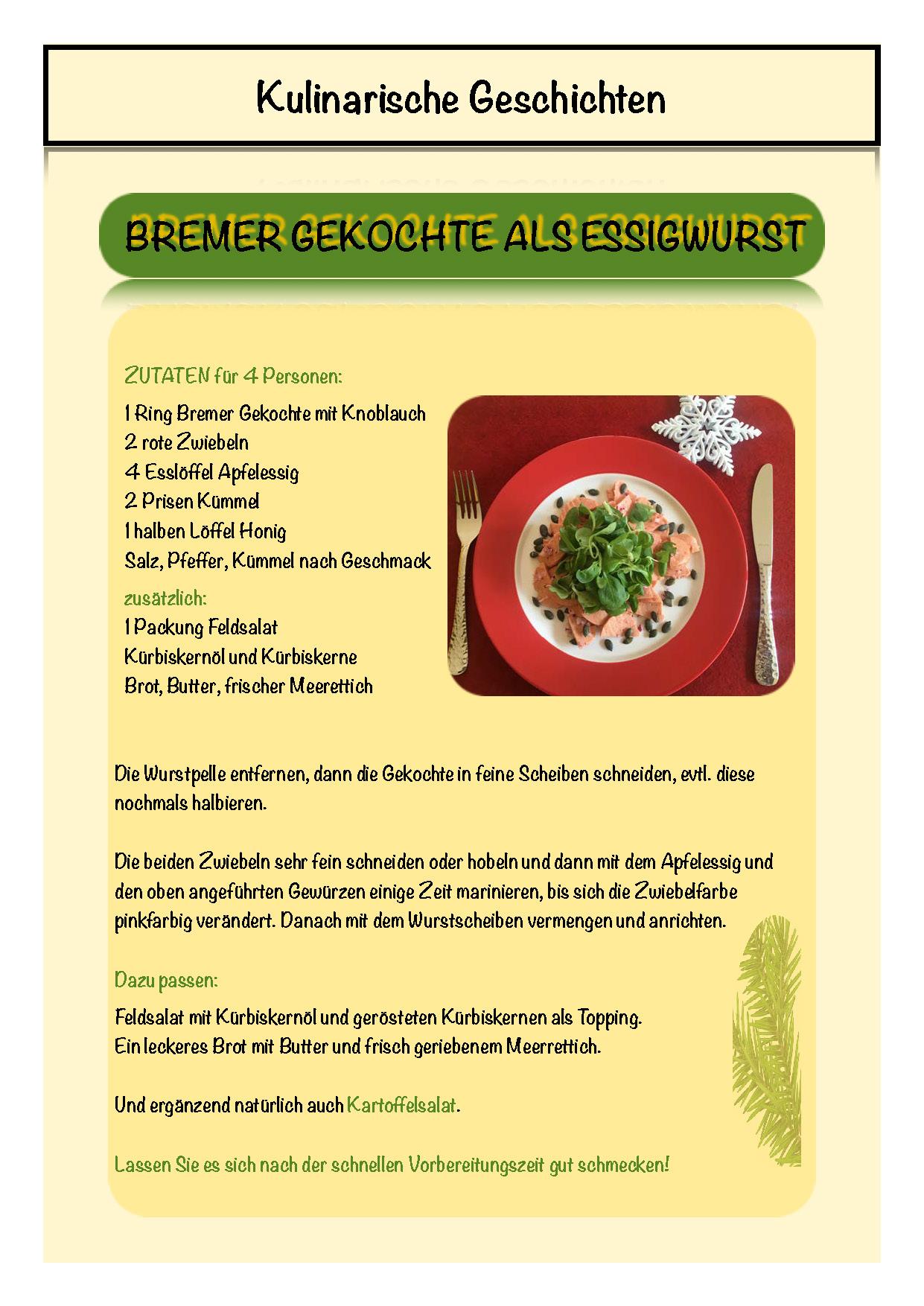 Rezept Bremer Gekochte als Essigwurst